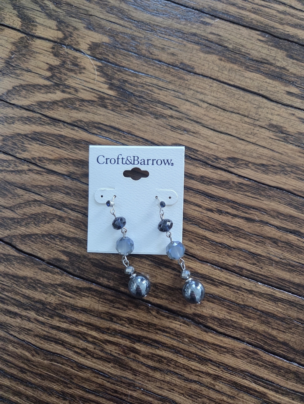 croft & barrow Silver and Gray Faceted Drop Earrings